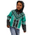 Teal Niho Taniwha Mix Poutama Kid Hoodie Unique Taniko Aotearoa