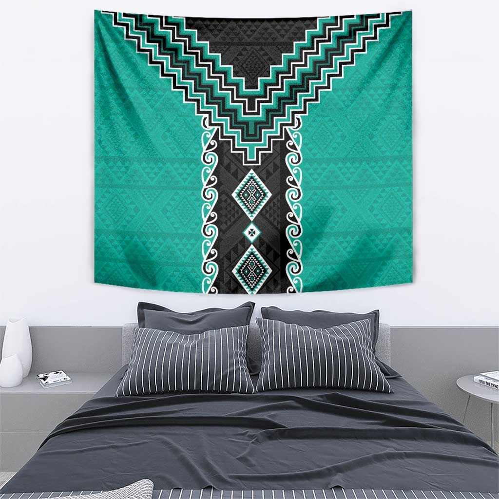 Teal Niho Taniwha Mix Poutama Tapestry Unique Taniko Aotearoa