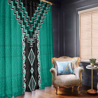 Teal Niho Taniwha Mix Poutama Window Curtain Unique Taniko Aotearoa