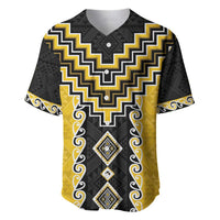 Yellow Niho Taniwha Mix Poutama Baseball Jersey Unique Taniko Aotearoa LT01 Yellow - Polynesian Pride