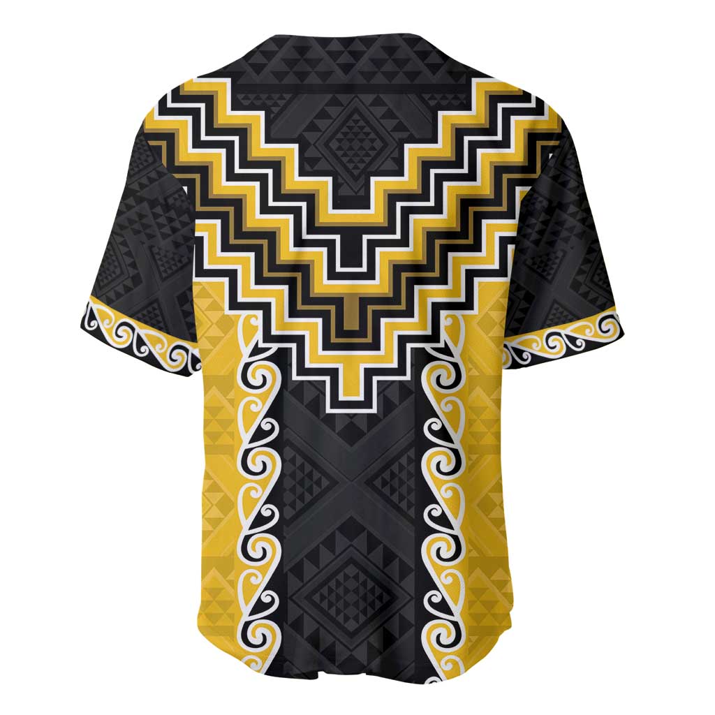 Yellow Niho Taniwha Mix Poutama Baseball Jersey Unique Taniko Aotearoa LT01 - Polynesian Pride