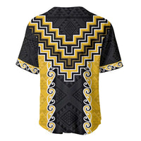 Yellow Niho Taniwha Mix Poutama Baseball Jersey Unique Taniko Aotearoa LT01 - Polynesian Pride
