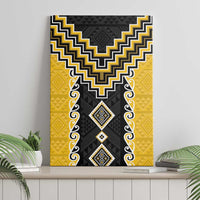 Yellow Niho Taniwha Mix Poutama Canvas Wall Art Unique Taniko Aotearoa