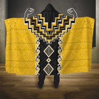 Yellow Niho Taniwha Mix Poutama Hooded Blanket Unique Taniko Aotearoa