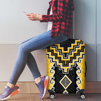 Yellow Niho Taniwha Mix Poutama Luggage Cover Unique Taniko Aotearoa