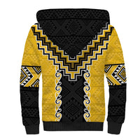 Yellow Niho Taniwha Mix Poutama Sherpa Hoodie Unique Taniko Aotearoa