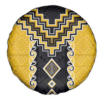 Yellow Niho Taniwha Mix Poutama Spare Tire Cover Unique Taniko Aotearoa