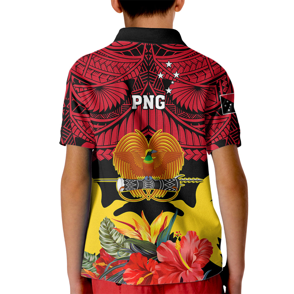 Papua New Guinea Kid Polo Shirt Bird Of Paradise Mix Polynesian Pattern LT01 - Polynesian Pride