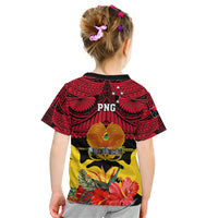 Papua New Guinea Kid T Shirt Bird Of Paradise Mix Polynesian Pattern LT01 - Polynesian Pride