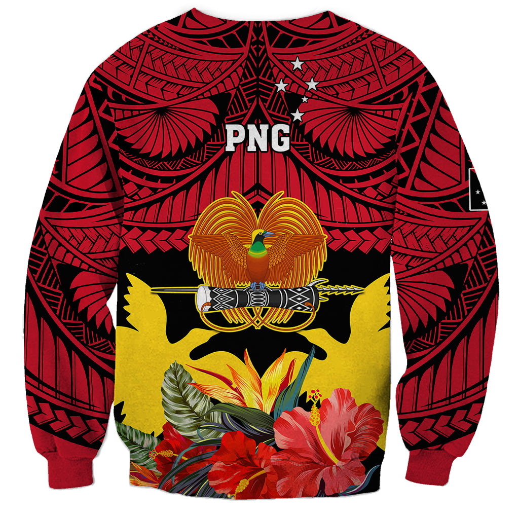 Papua New Guinea Sweatshirt Bird Of Paradise Mix Polynesian Pattern LT01 - Polynesian Pride