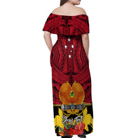 Personalised Papua New Guinea Off Shoulder Maxi Dress Bird Of Paradise Mix Polynesian Pattern LT01 - Polynesian Pride