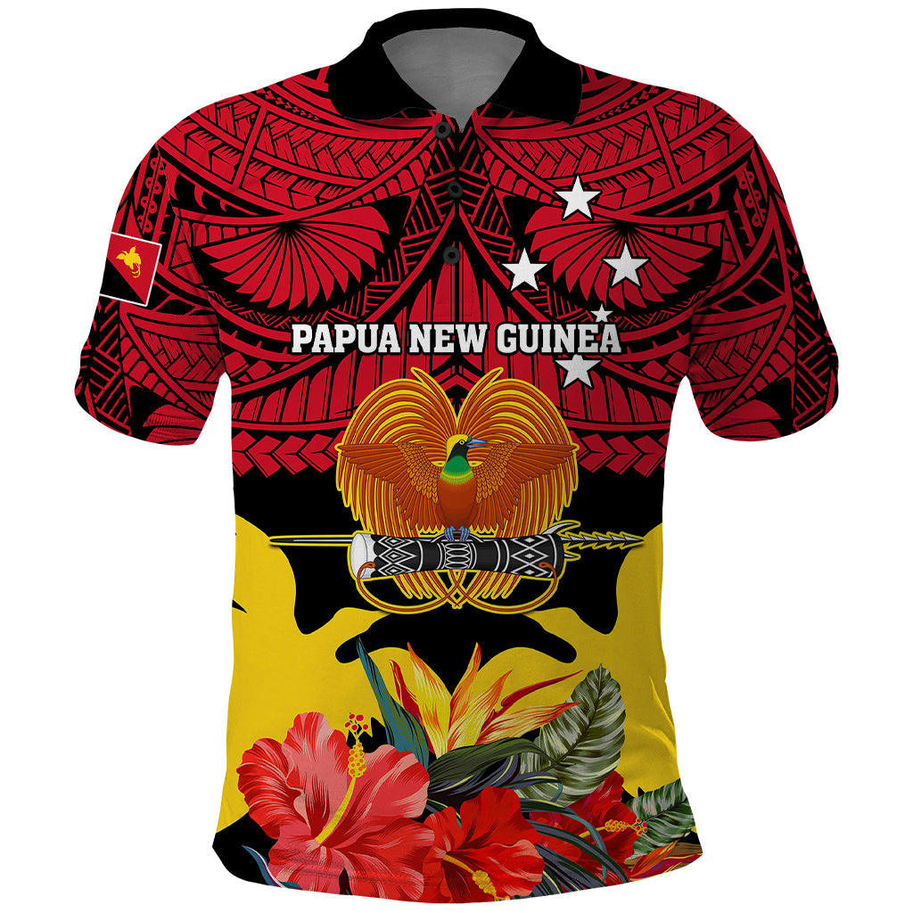 Personalised Papua New Guinea Polo Shirt Bird Of Paradise Mix Polynesian Pattern LT01 Red - Polynesian Pride