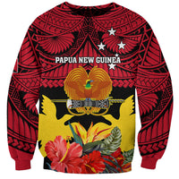 Personalised Papua New Guinea Sweatshirt Bird Of Paradise Mix Polynesian Pattern LT01 Unisex Red - Polynesian Pride