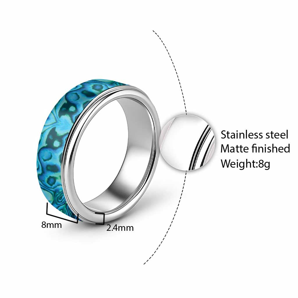 Turquoise Paua Shell Pattern Unique Classic Ring LT01 - Polynesian Pride