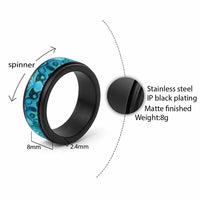 Turquoise Paua Shell Pattern Unique Spinner Ring - Polynesian Pride