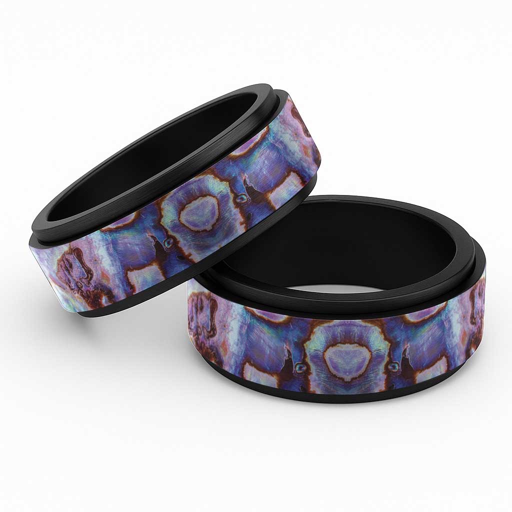 Purple Pastel Paua Shell Pattern Unique Spinner Ring - Polynesian Pride