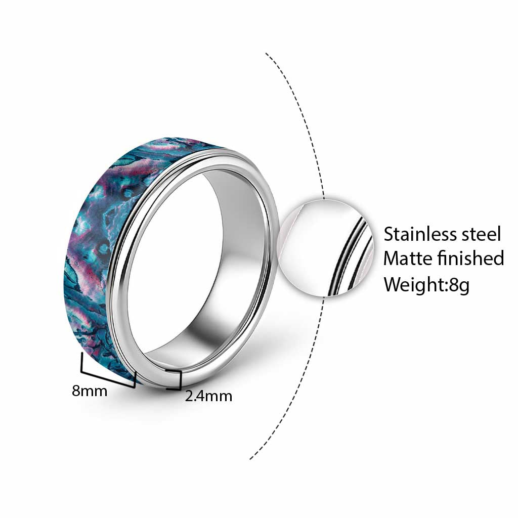 Turquoise Pink Paua Shell Pattern Unique Classic Ring LT01 - Polynesian Pride