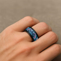 Turquoise Pink Paua Shell Pattern Unique Spinner Ring - Polynesian Pride