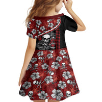 Hawaii Halloween Family Matching Long Sleeve Bodycon Dress and Hawaiian Shirt Hibiscus Skull Kakau Pattern LT01 - Polynesian Pride