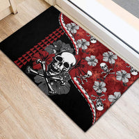 Hawaii Halloween Rubber Doormat Hibiscus Skull Kakau Pattern LT01 - Polynesian Pride