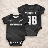Custom New Zealand Cricket Baby Onesie Aotearoa Black Cap Come On