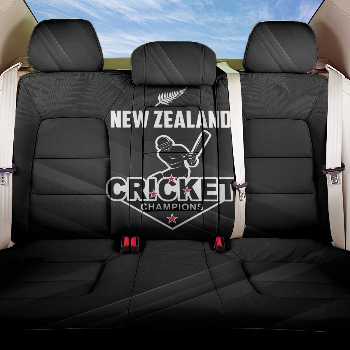 New Zealand Cricket Back Car Seat Cover Aotearoa Black Cap Come On