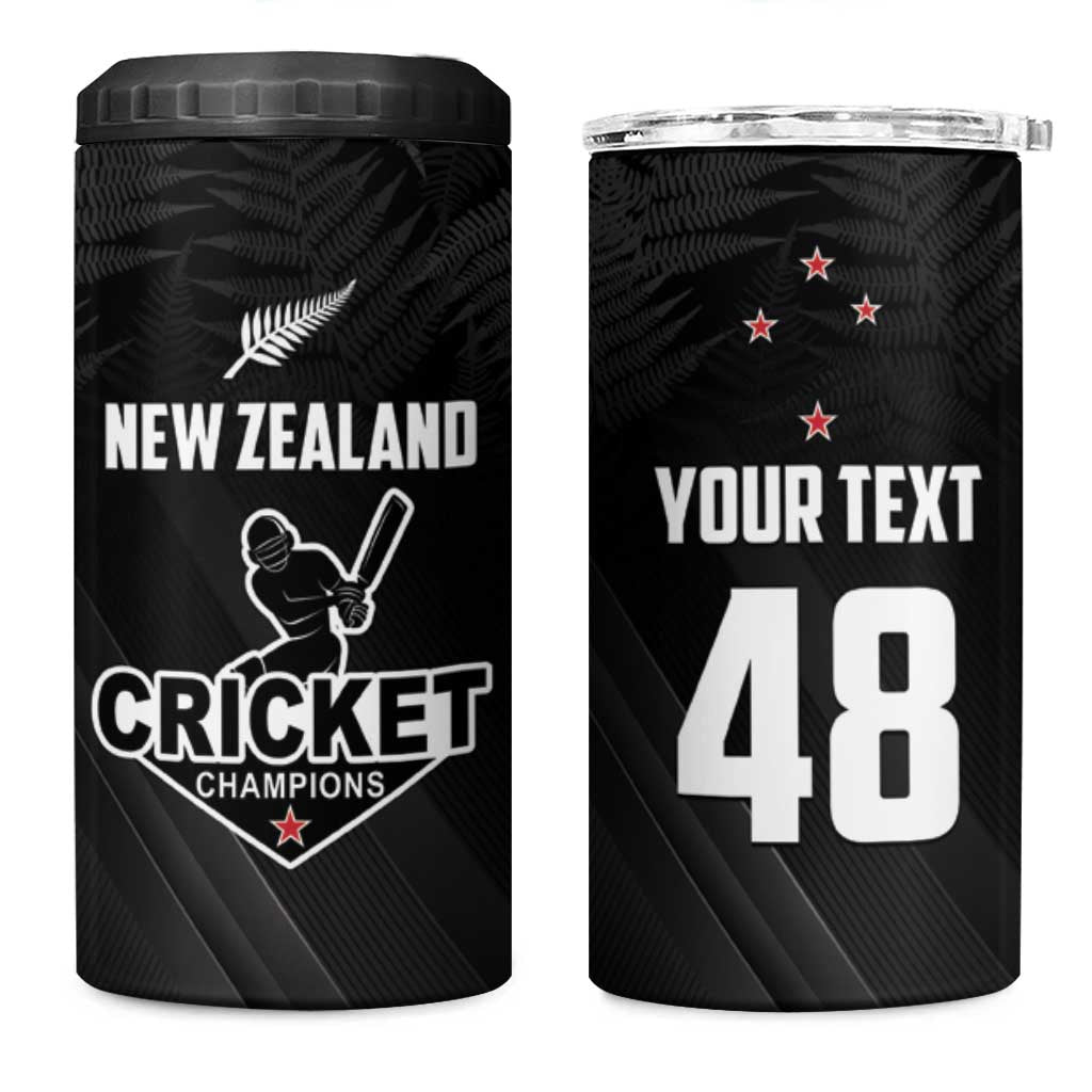 Custom New Zealand Cricket 4 in 1 Can Cooler Tumbler Aotearoa Black Cap Come On LT01 One Size: 16 oz Black - Polynesian Pride