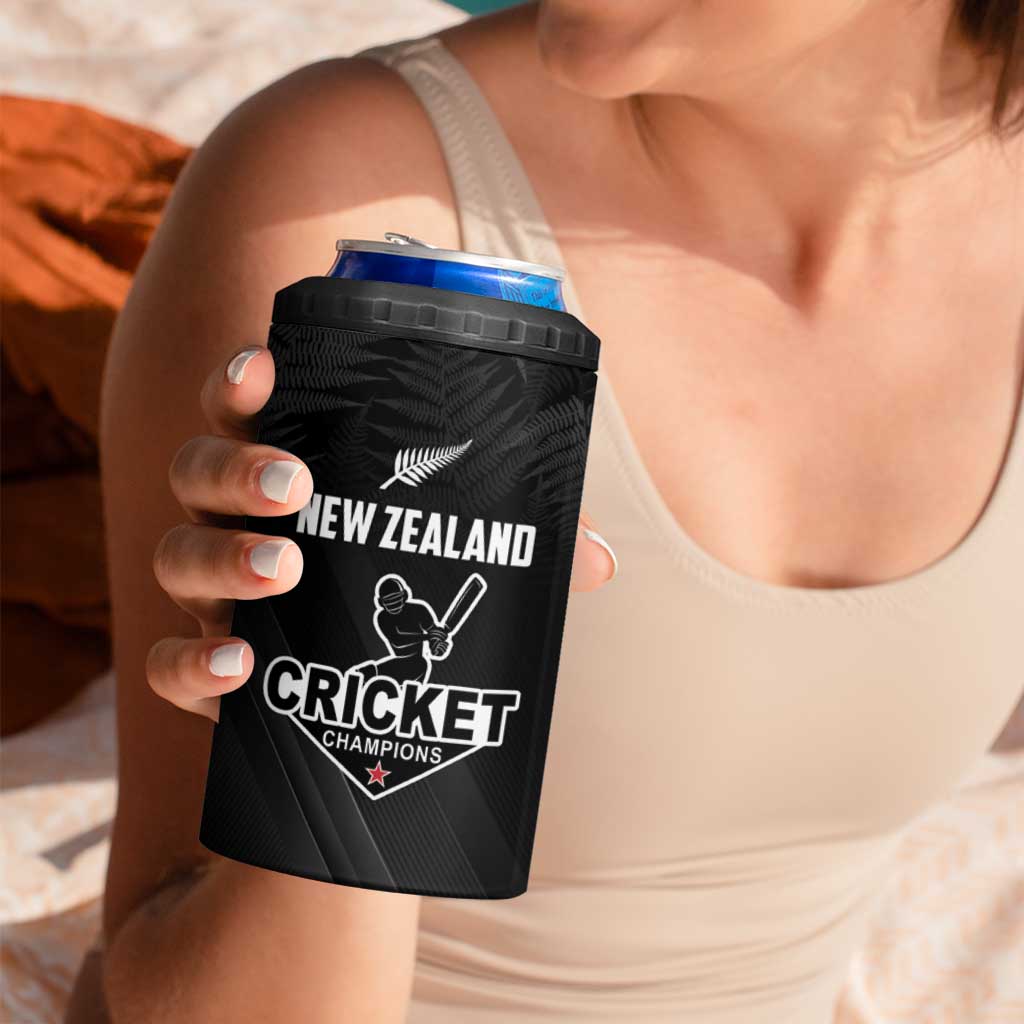 Custom New Zealand Cricket 4 in 1 Can Cooler Tumbler Aotearoa Black Cap Come On LT01 - Polynesian Pride