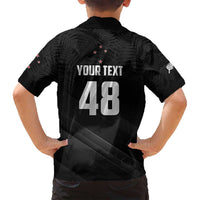 Custom New Zealand Cricket Family Matching Long Sleeve Bodycon Dress and Hawaiian Shirt Aotearoa Black Cap Come On LT01 - Polynesian Pride