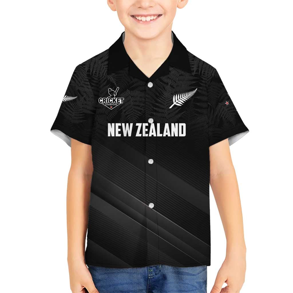 Custom New Zealand Cricket Family Matching Long Sleeve Bodycon Dress and Hawaiian Shirt Aotearoa Black Cap Come On LT01 Son's Shirt Black - Polynesian Pride