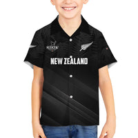 Custom New Zealand Cricket Family Matching Long Sleeve Bodycon Dress and Hawaiian Shirt Aotearoa Black Cap Come On LT01 Son's Shirt Black - Polynesian Pride