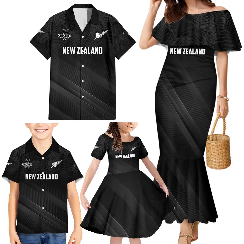 Custom New Zealand Cricket Family Matching Mermaid Dress and Hawaiian Shirt Aotearoa Black Cap Come On LT01 - Polynesian Pride