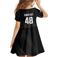 Custom New Zealand Cricket Family Matching Off Shoulder Short Dress and Hawaiian Shirt Aotearoa Black Cap Come On