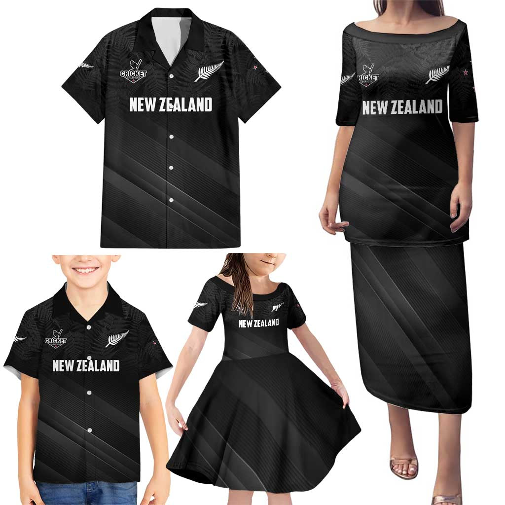 Custom New Zealand Cricket Family Matching Puletasi and Hawaiian Shirt Aotearoa Black Cap Come On