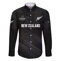 Custom New Zealand Cricket Family Matching Short Sleeve Bodycon Dress and Hawaiian Shirt Aotearoa Black Cap Come On LT01 Dad's Shirt - Long Sleeve Black - Polynesian Pride