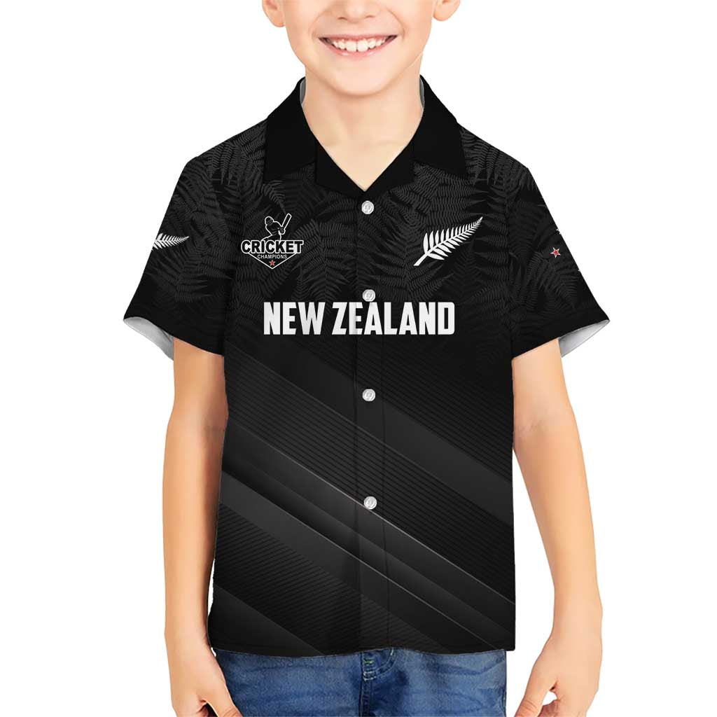 Custom New Zealand Cricket Family Matching Short Sleeve Bodycon Dress and Hawaiian Shirt Aotearoa Black Cap Come On LT01 Son's Shirt Black - Polynesian Pride