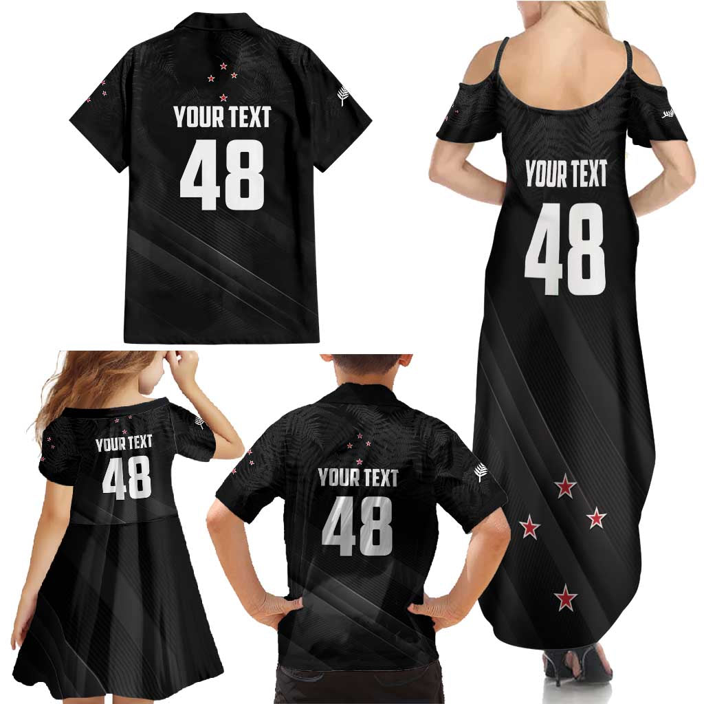Custom New Zealand Cricket Family Matching Summer Maxi Dress and Hawaiian Shirt Aotearoa Black Cap Come On LT01 - Polynesian Pride