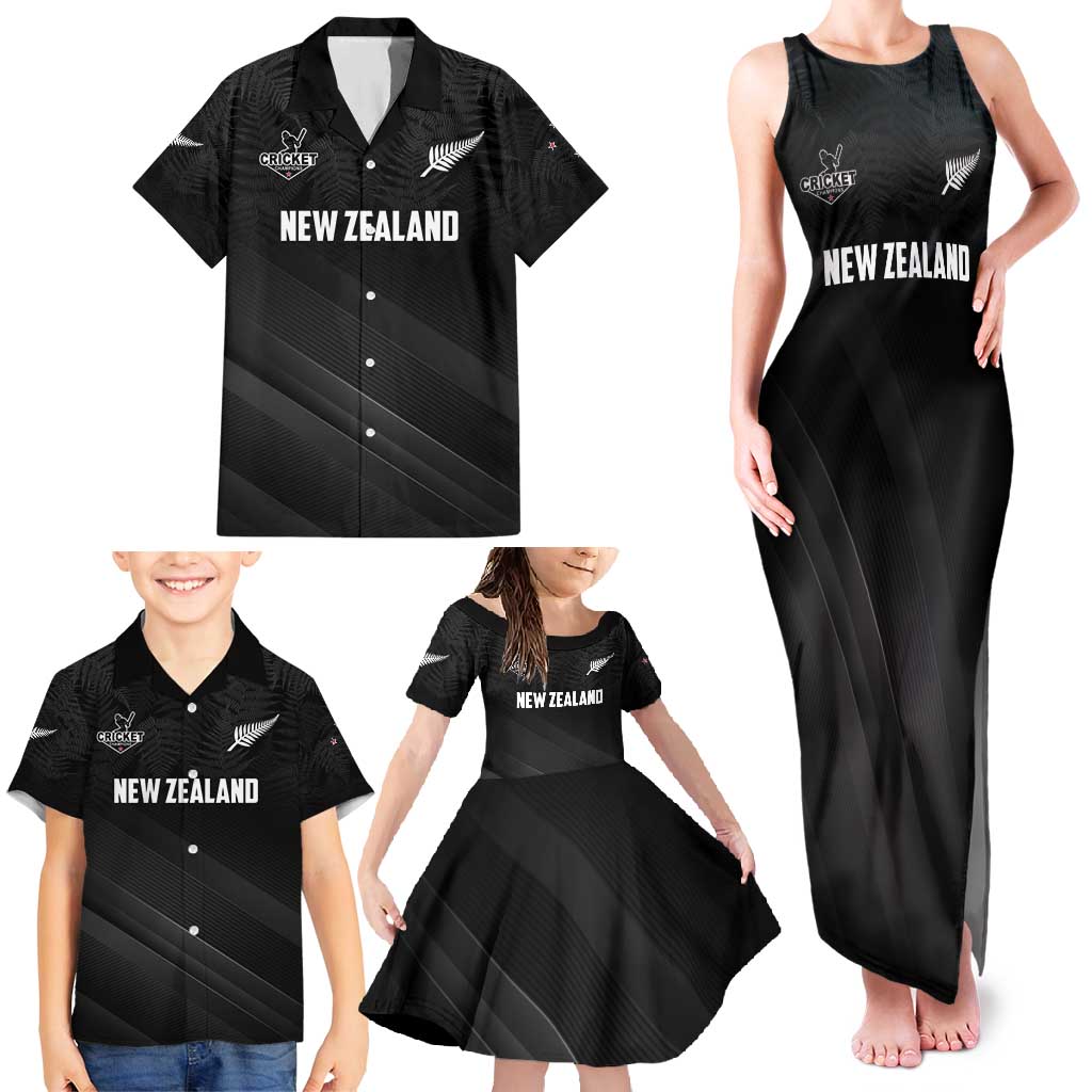 Custom New Zealand Cricket Family Matching Tank Maxi Dress and Hawaiian Shirt Aotearoa Black Cap Come On LT01 - Polynesian Pride