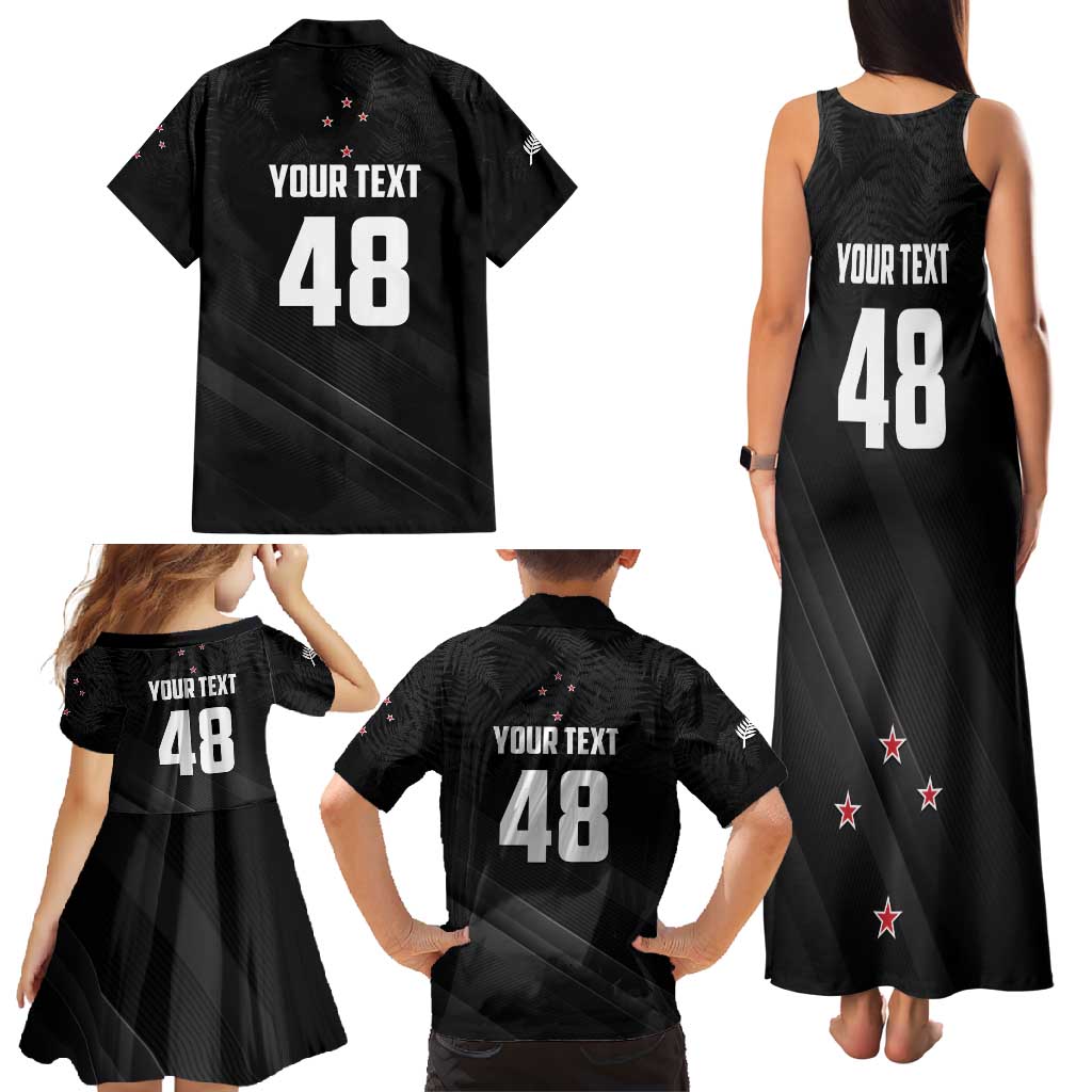 Custom New Zealand Cricket Family Matching Tank Maxi Dress and Hawaiian Shirt Aotearoa Black Cap Come On LT01 - Polynesian Pride