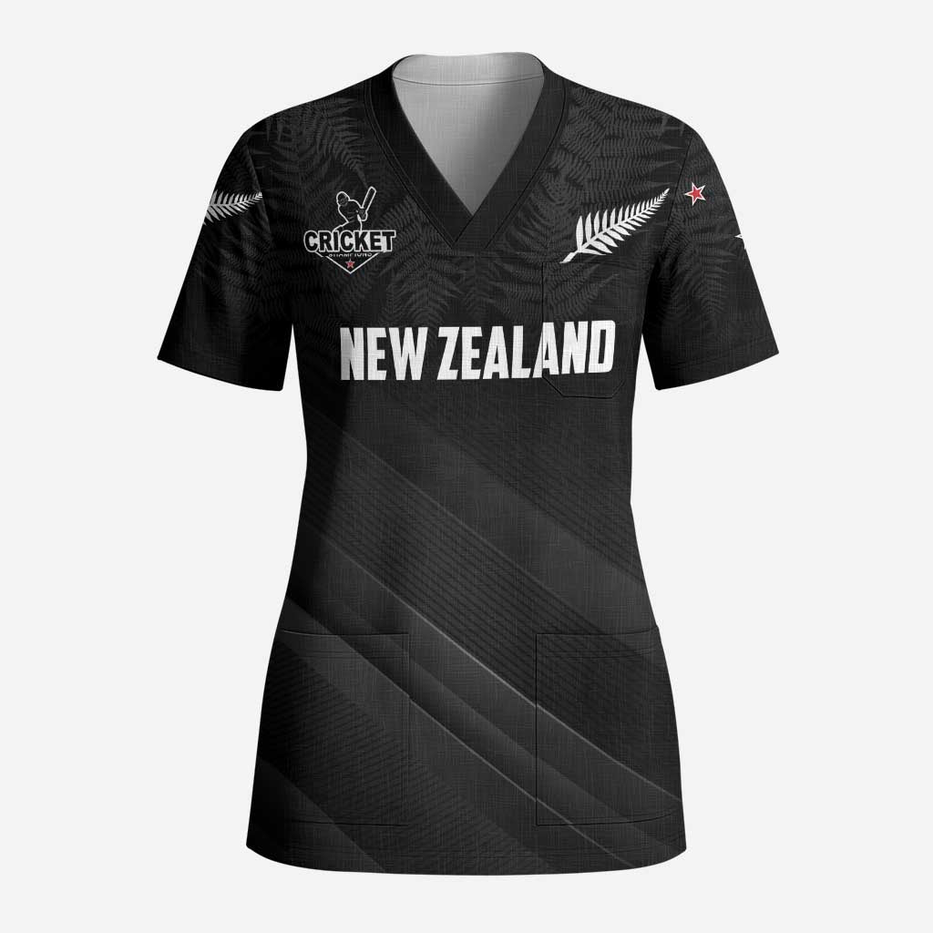 Custom New Zealand Cricket Scrub Top Aotearoa Black Cap Come On - Polynesian Pride