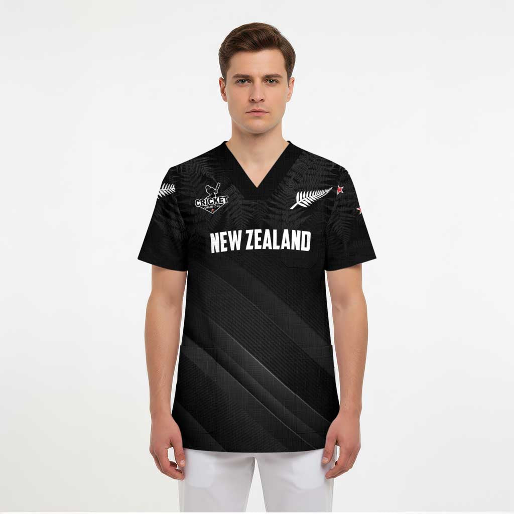 Custom New Zealand Cricket Scrub Top Aotearoa Black Cap Come On - Polynesian Pride