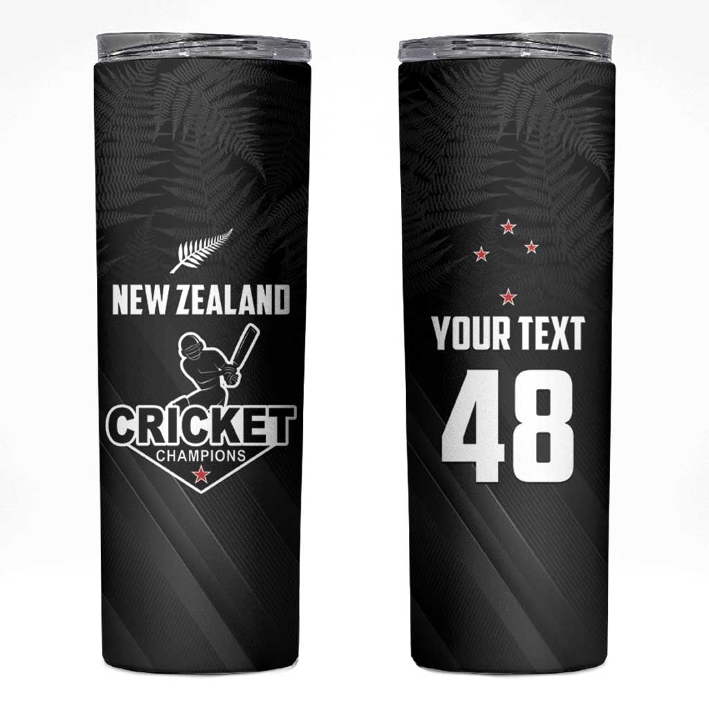 Custom New Zealand Cricket Skinny Tumbler Aotearoa Black Cap Come On LT01 Black - Polynesian Pride