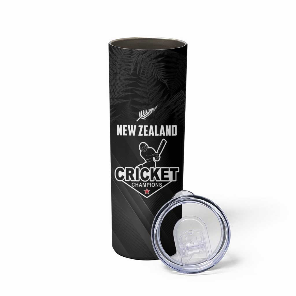 Custom New Zealand Cricket Skinny Tumbler Aotearoa Black Cap Come On LT01 - Polynesian Pride