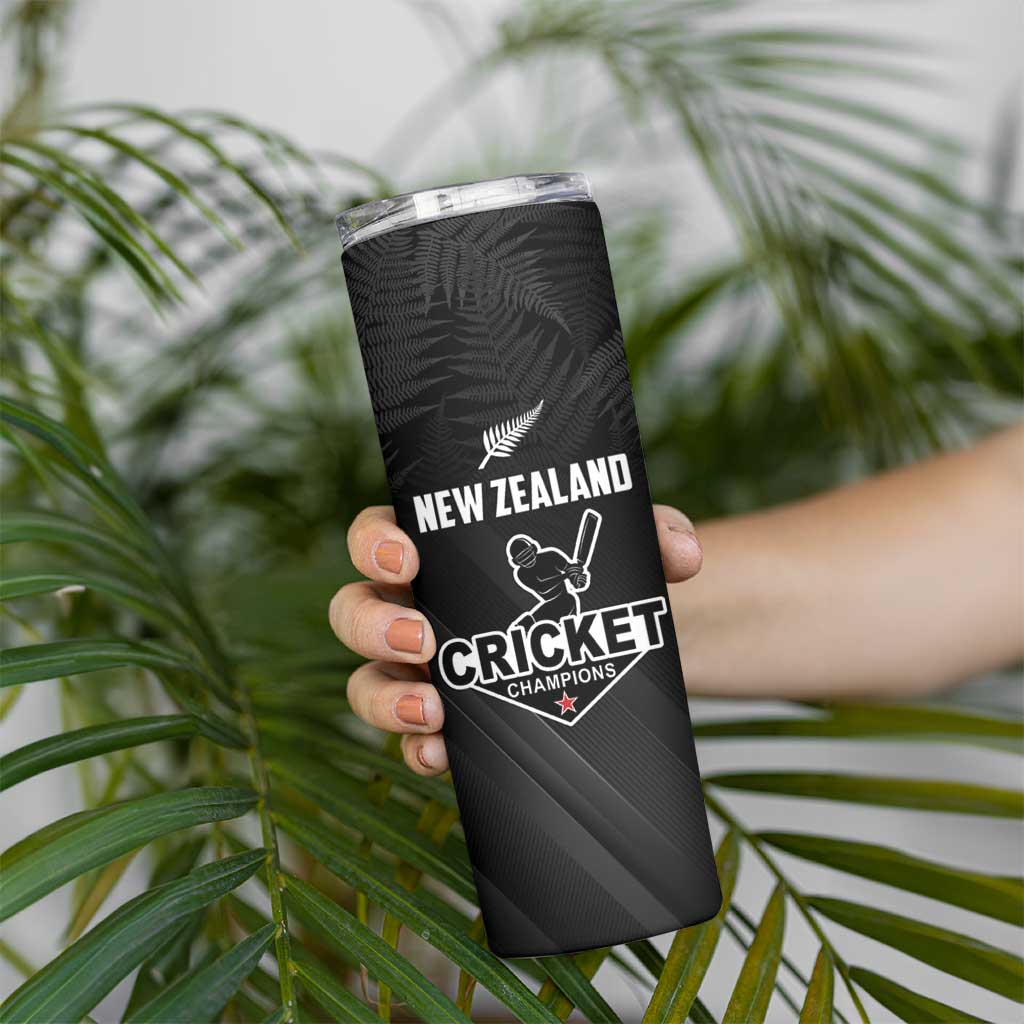 Custom New Zealand Cricket Skinny Tumbler Aotearoa Black Cap Come On LT01 - Polynesian Pride