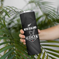 Custom New Zealand Cricket Skinny Tumbler Aotearoa Black Cap Come On LT01 - Polynesian Pride