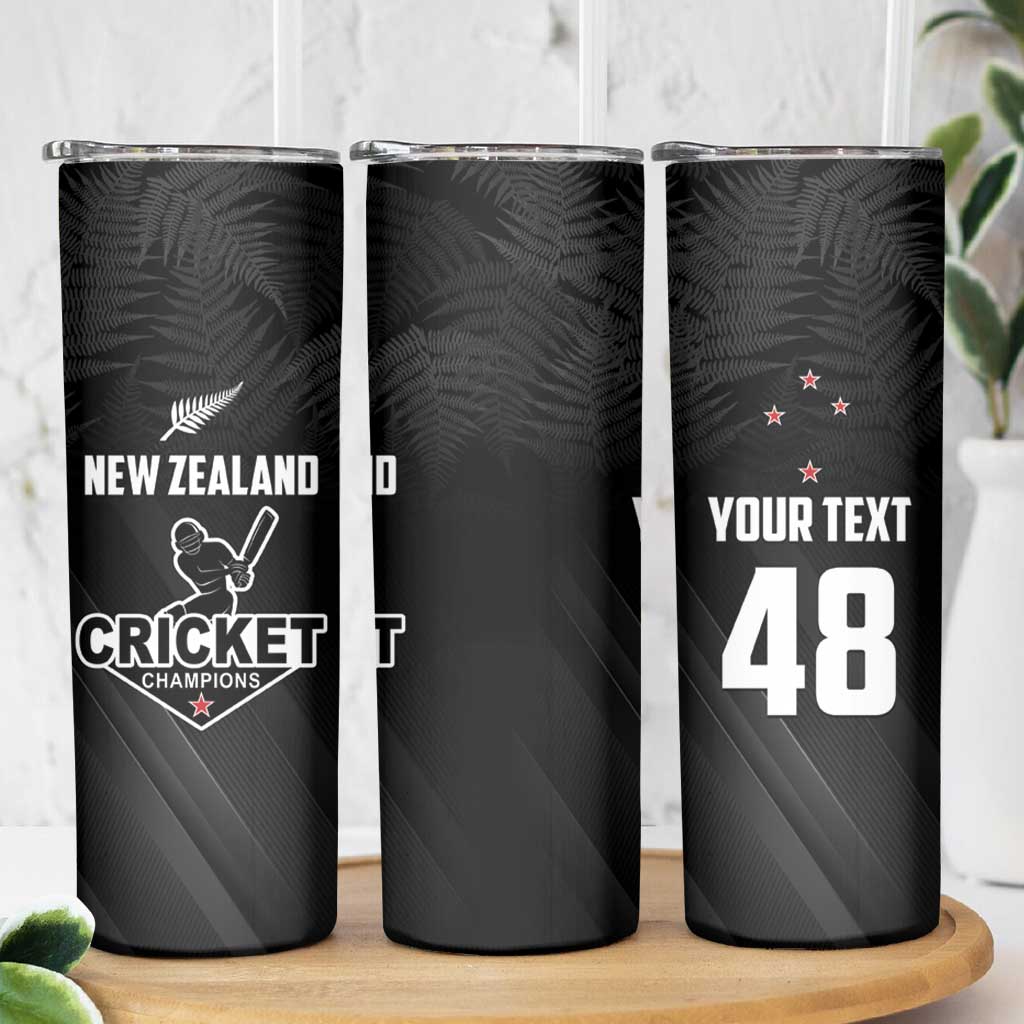 Custom New Zealand Cricket Skinny Tumbler Aotearoa Black Cap Come On LT01 - Polynesian Pride