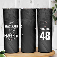 Custom New Zealand Cricket Skinny Tumbler Aotearoa Black Cap Come On LT01 - Polynesian Pride