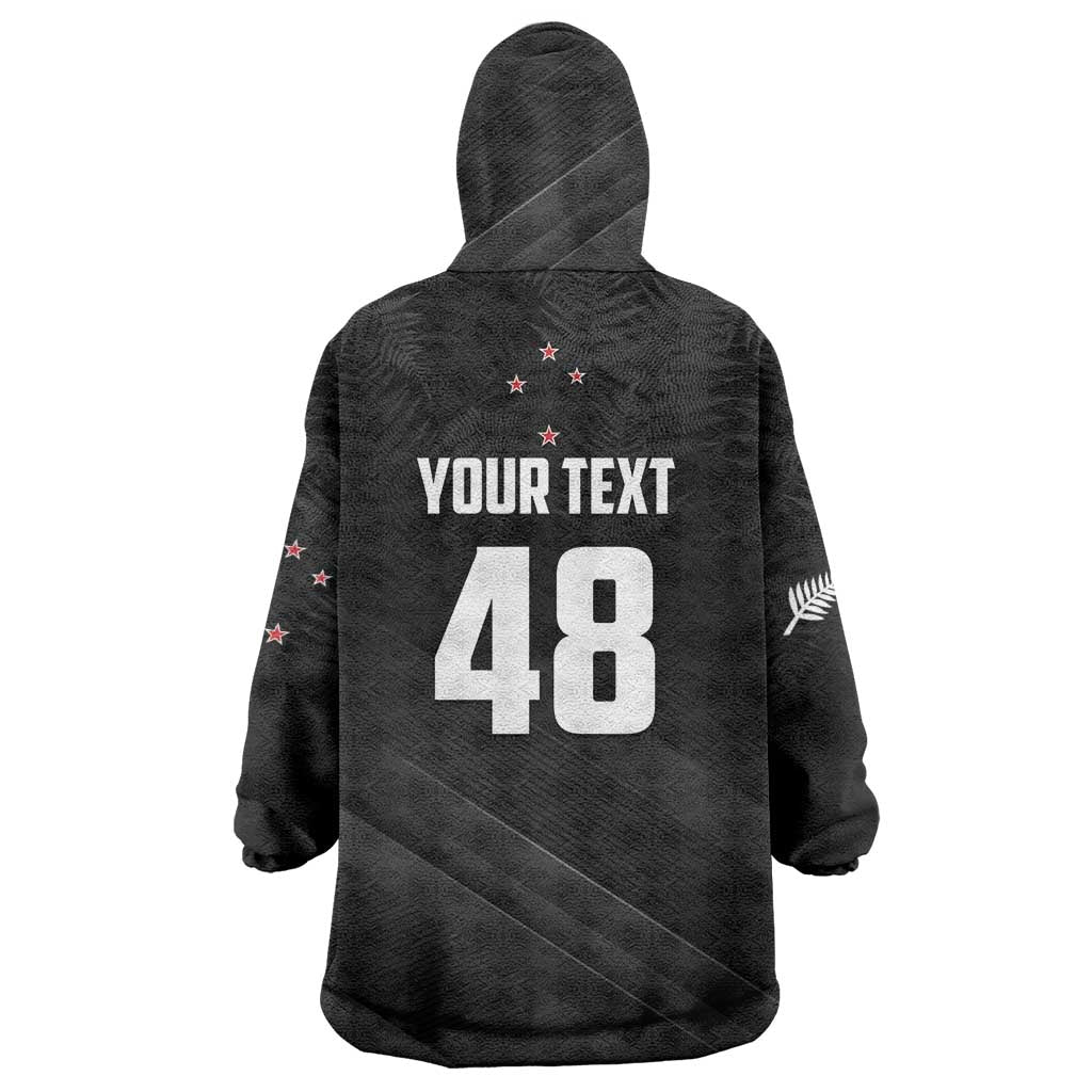 Custom New Zealand Cricket Wearable Blanket Hoodie Aotearoa Black Cap Come On