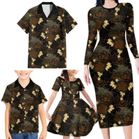 Javanese Batik Semen Family Matching Long Sleeve Bodycon Dress and Hawaiian Shirt Indonesian Traditional Pattern LT01 - Polynesian Pride