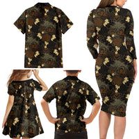 Javanese Batik Semen Family Matching Long Sleeve Bodycon Dress and Hawaiian Shirt Indonesian Traditional Pattern LT01 - Polynesian Pride